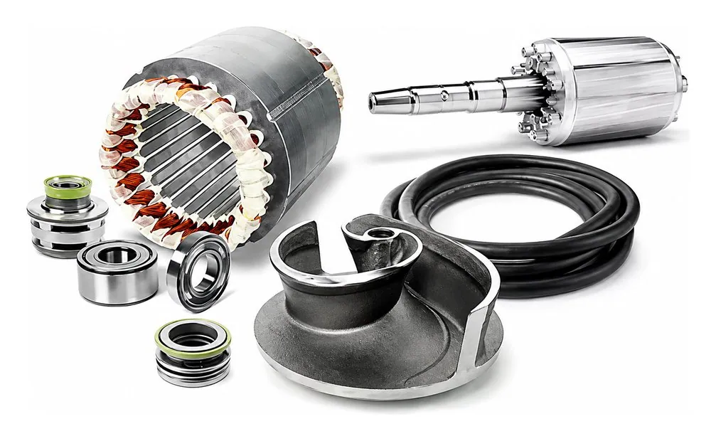 Repuestos originales Flygt: estátor, rotor, rodamientos, cierres mecánicos, rodete y cable